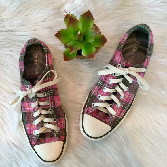 Converse Shoes - Converse Pink Gray Plaid All Star Sneakers, 9